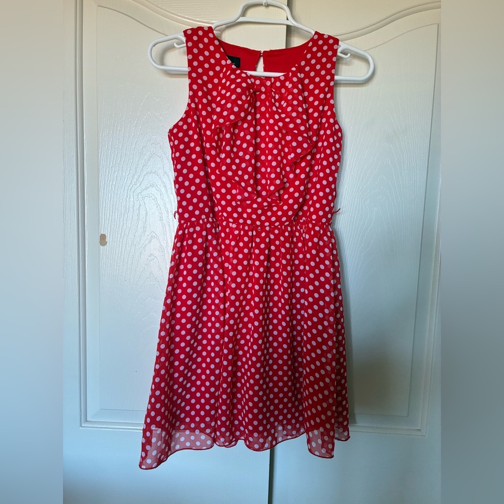 Amy's Closet Girl's Dress Red White Polka Dot Sleeveless Midi Summer Size 14 L